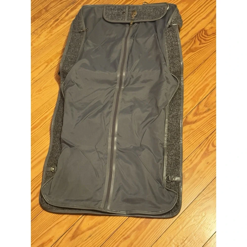 Vintage Oscar De La‎ Renta Gray Folding Tweed Garment Bag Designer Luggage